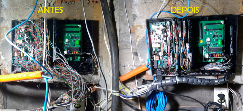 Organização dos fios de ramais de interfones do PABX