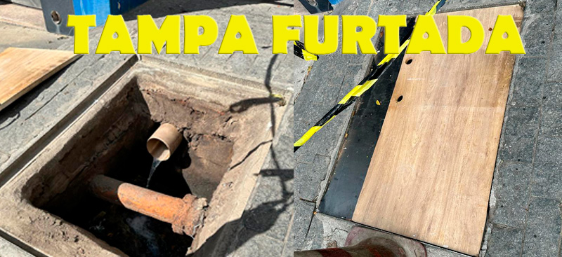 Furto da Tampa de Alumínio da caixa de esgoto